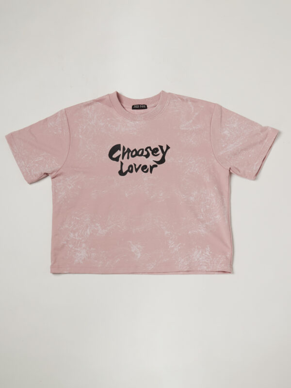 Choosey Lover Cropped Tee — Pink Acid Wash